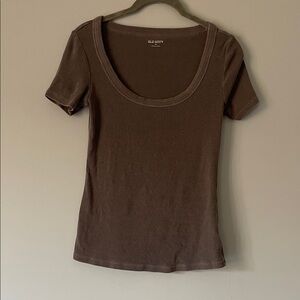 Old Navy Women's Chocolate/Taupe Short Sleeve Tee